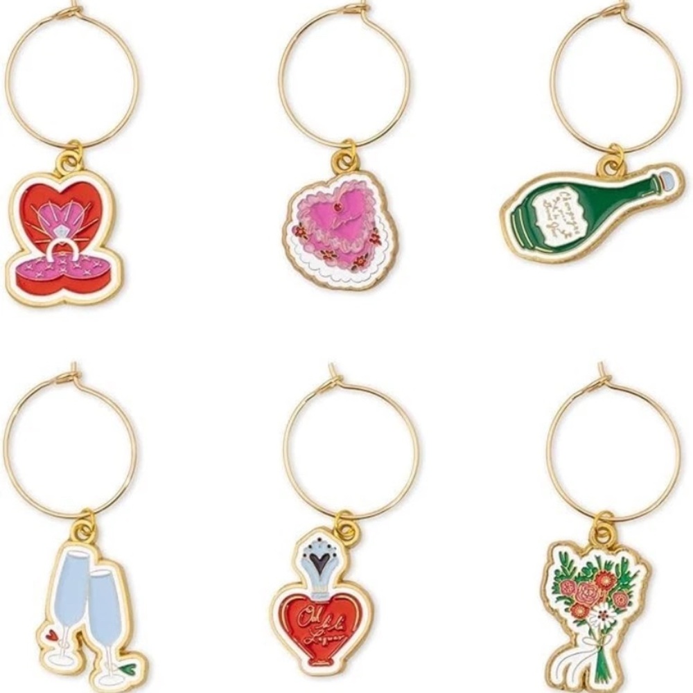 kate spade new york Wedding Cake Toss Wine Charm Set of 6